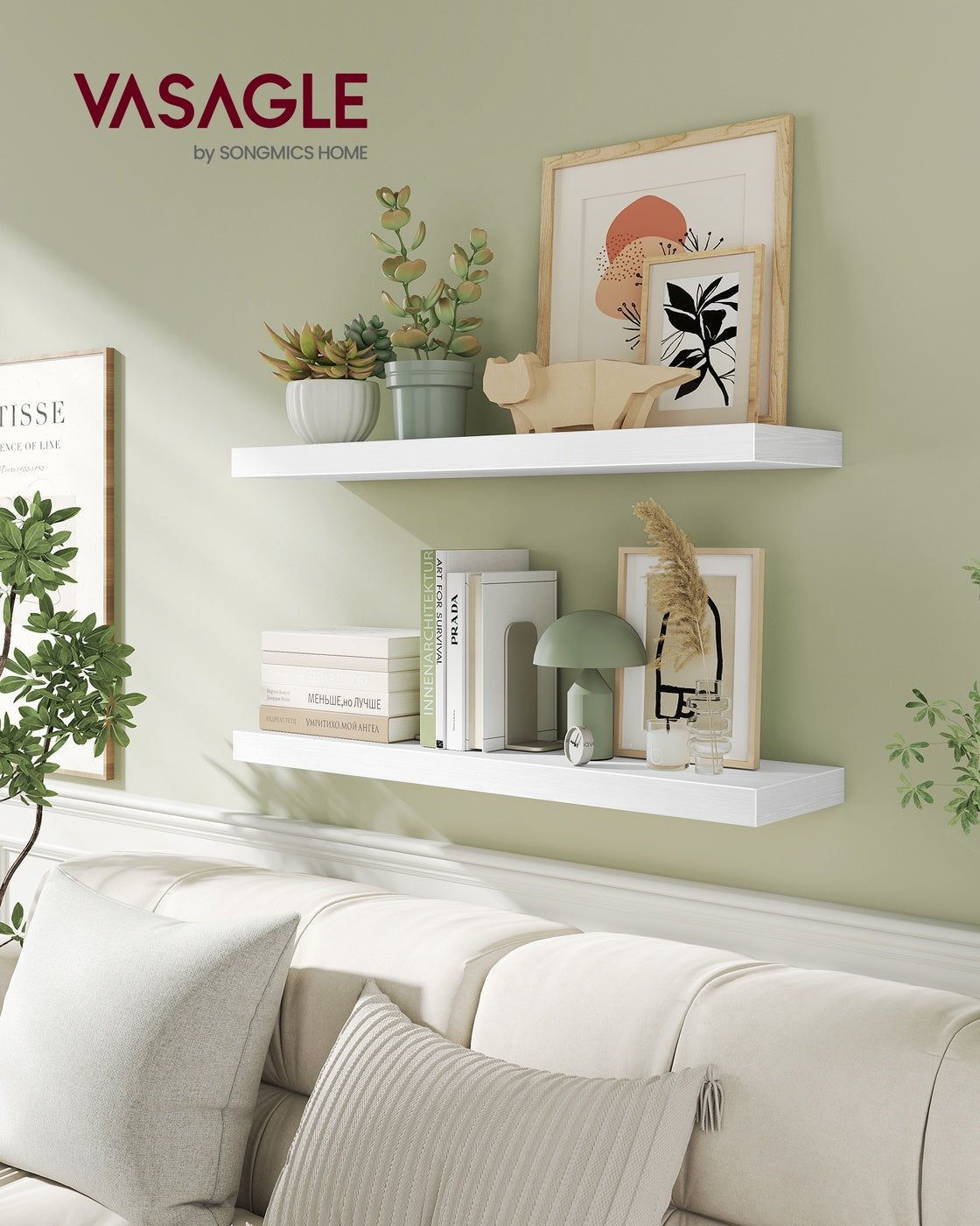 Wall Shelf Floating Shelf - MDF and Steel - Snow White