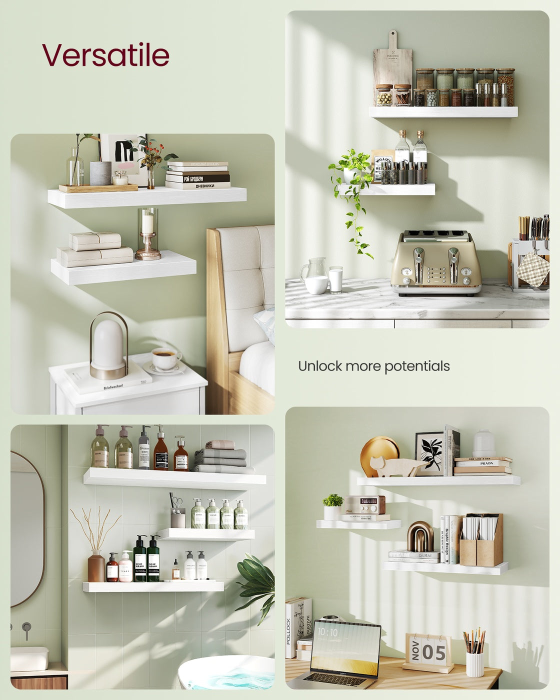 Wall Shelf Floating Shelf - MDF and Steel - Snow White