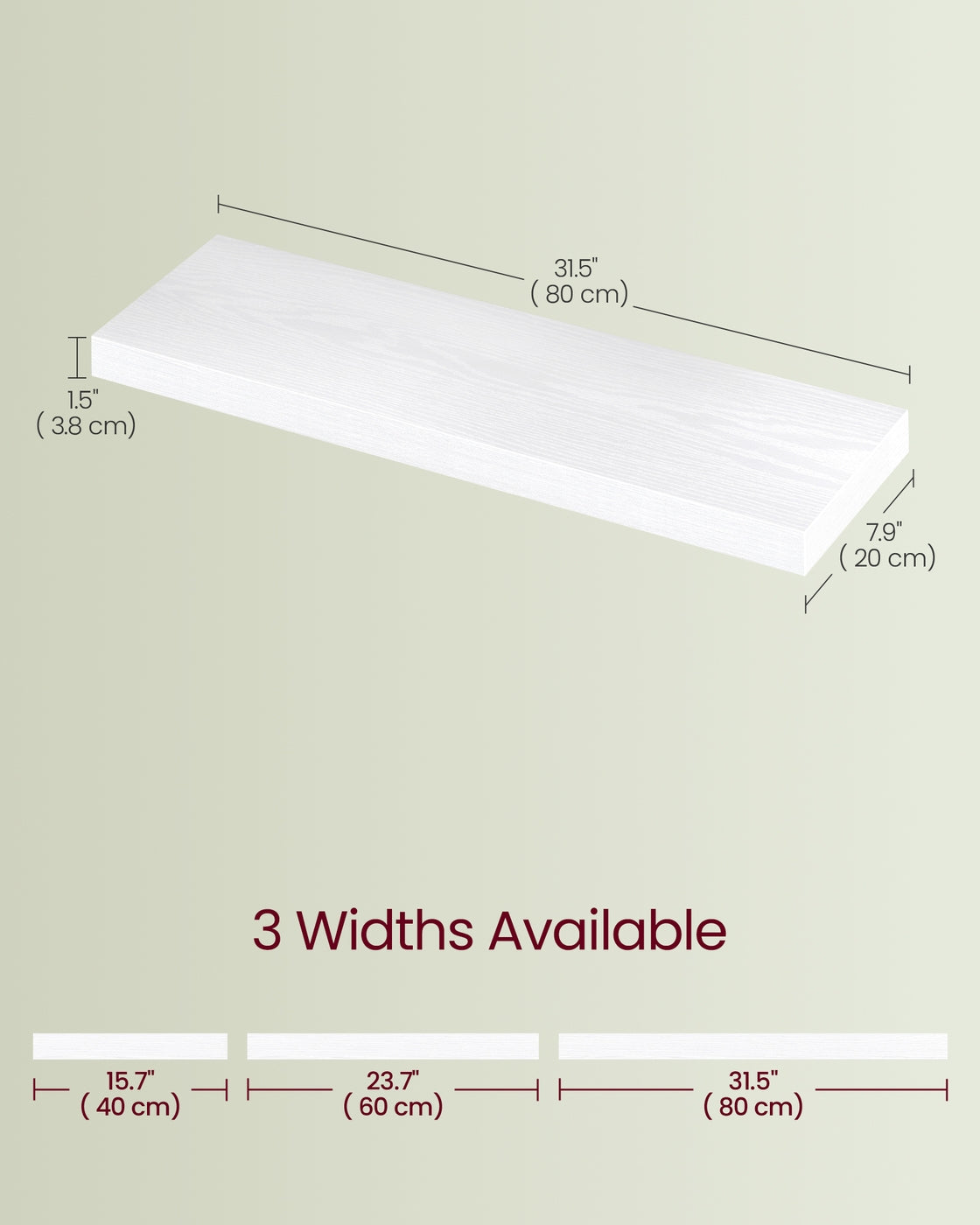 Wall Shelf Floating Shelf - MDF and Steel - Snow White