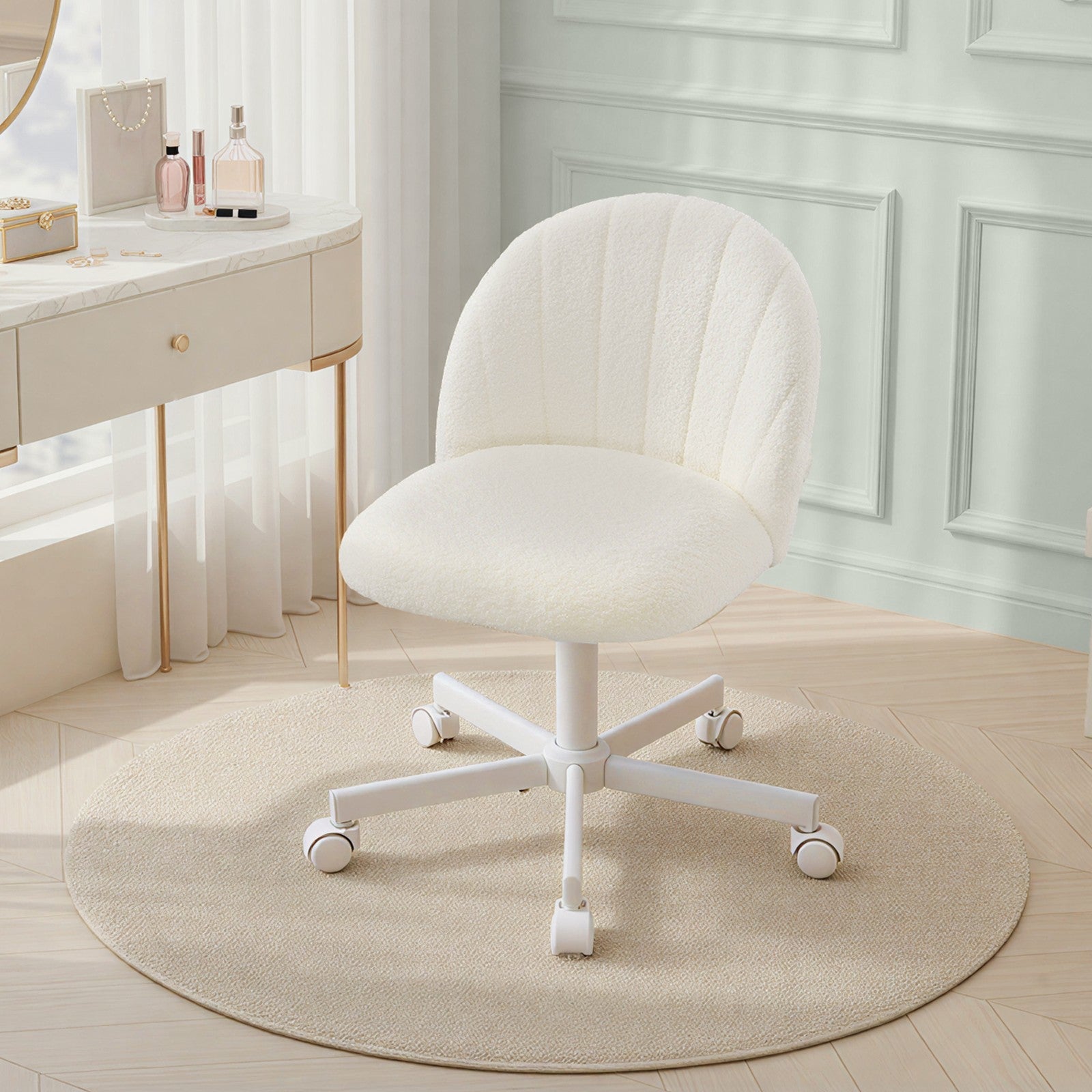 Swivel Office and Vanity Desk Chair - Foam Padding - Adjustable Height