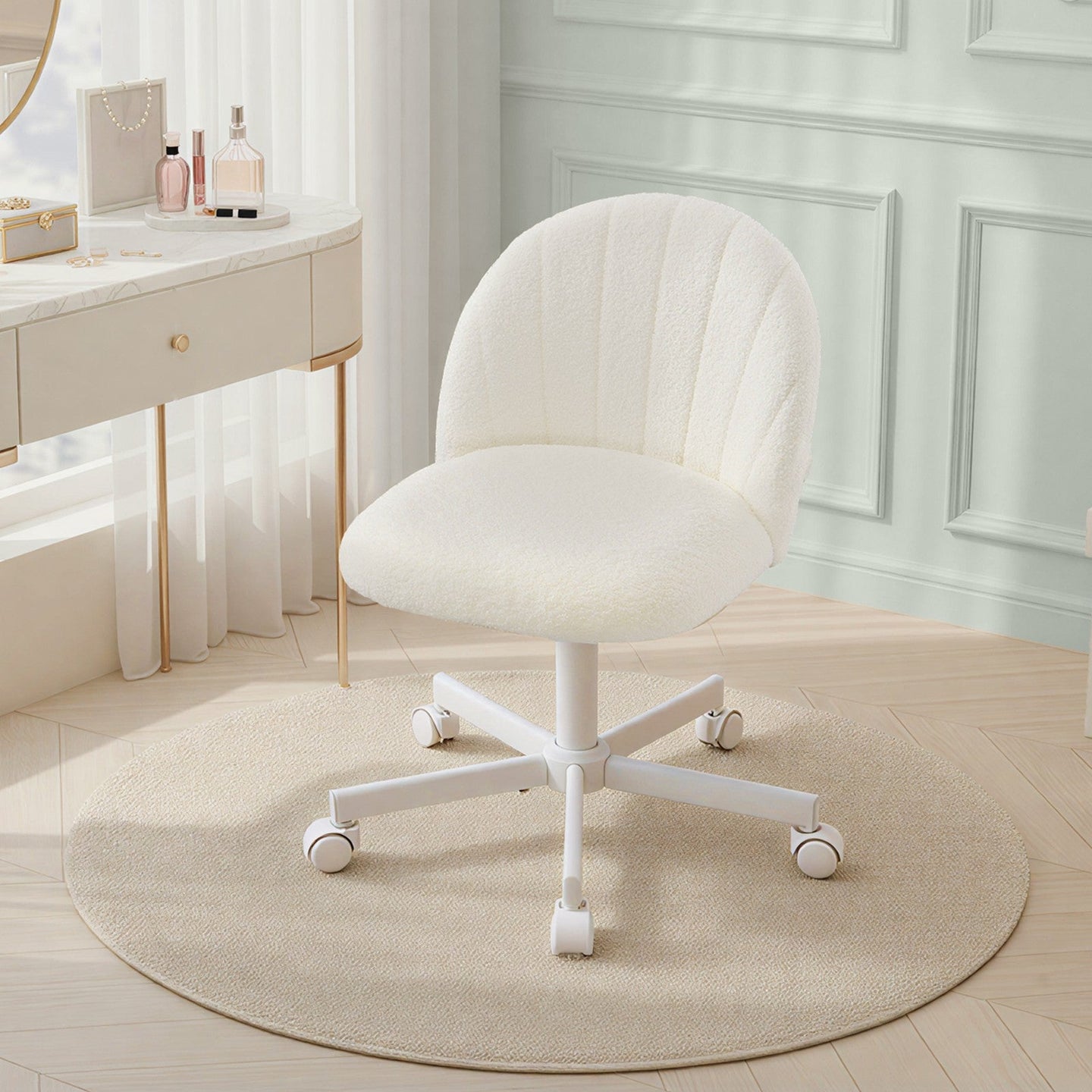 Swivel Office and Vanity Desk Chair - Foam Padding - Adjustable Height