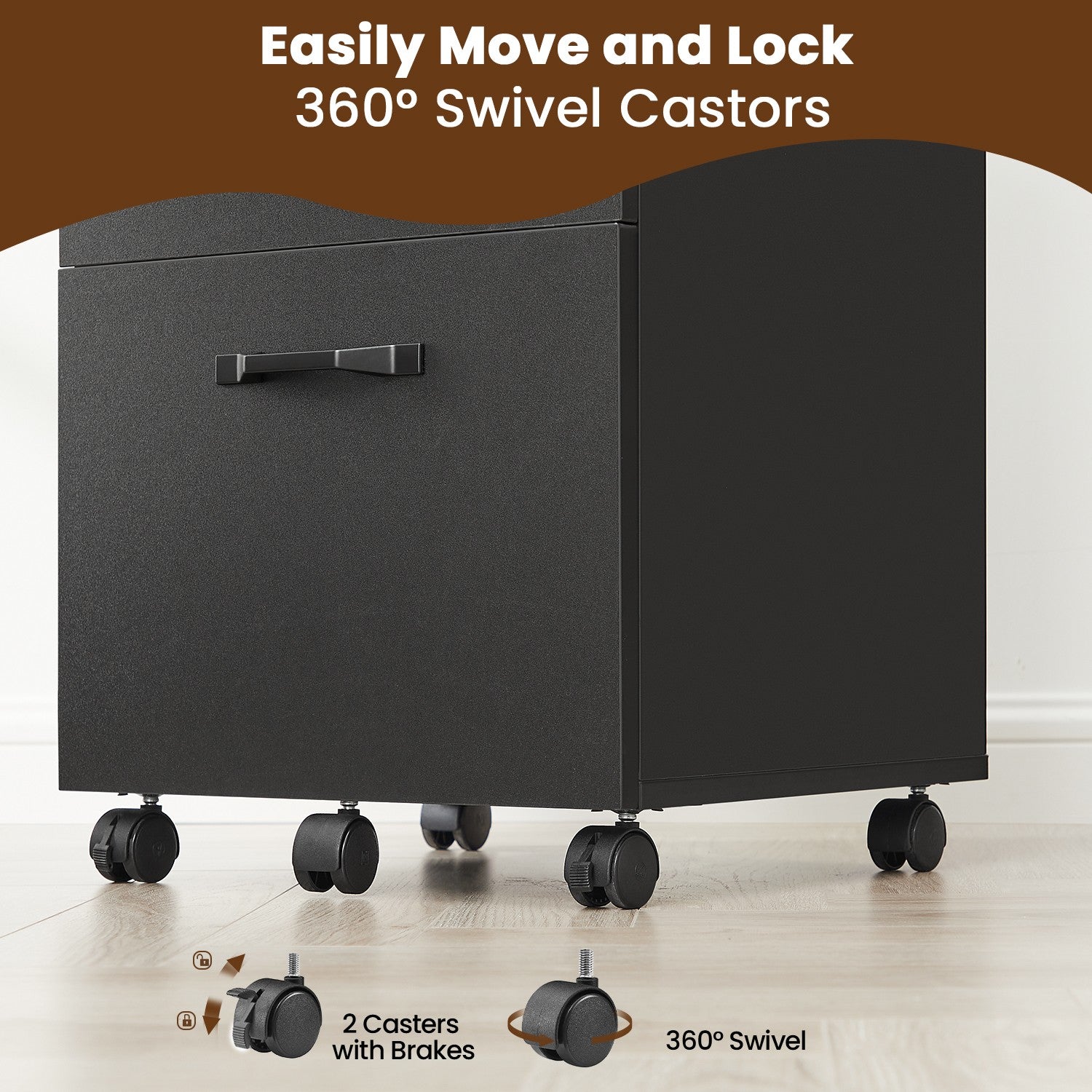 File Cabinet - Wood - Rustic Brown and Black