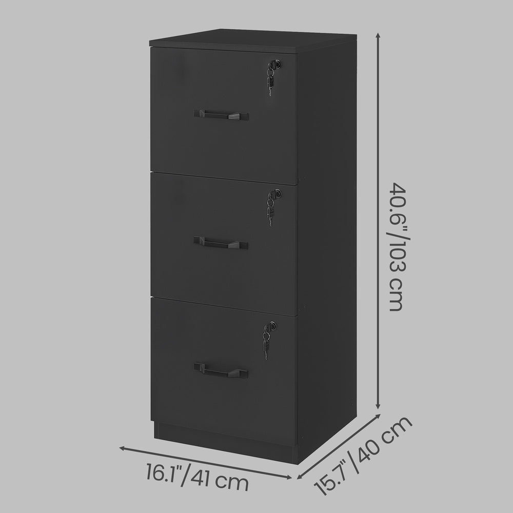 Office Storage Cabinet - 3 Drawers - MDF - Lockable