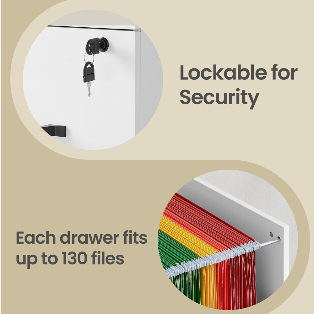 Mobile Filing Cabinet - 3 Drawers - Particleboard - Lockable