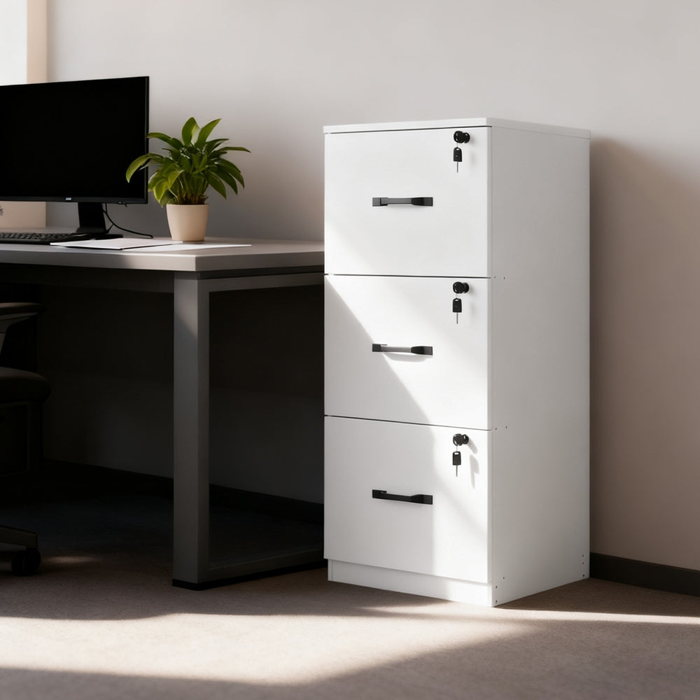 Mobile Filing Cabinet - 3 Drawers - Particleboard - Lockable