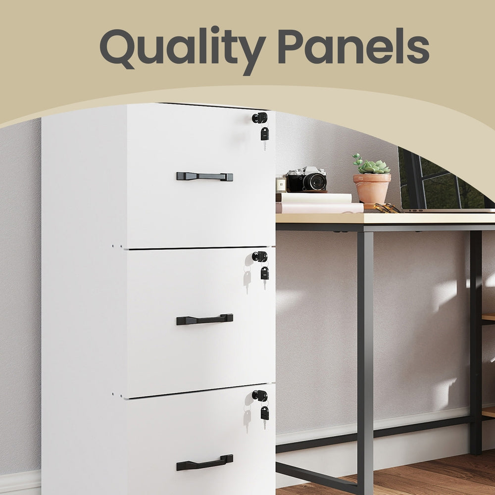 Mobile Filing Cabinet - 3 Drawers - Particleboard - Lockable