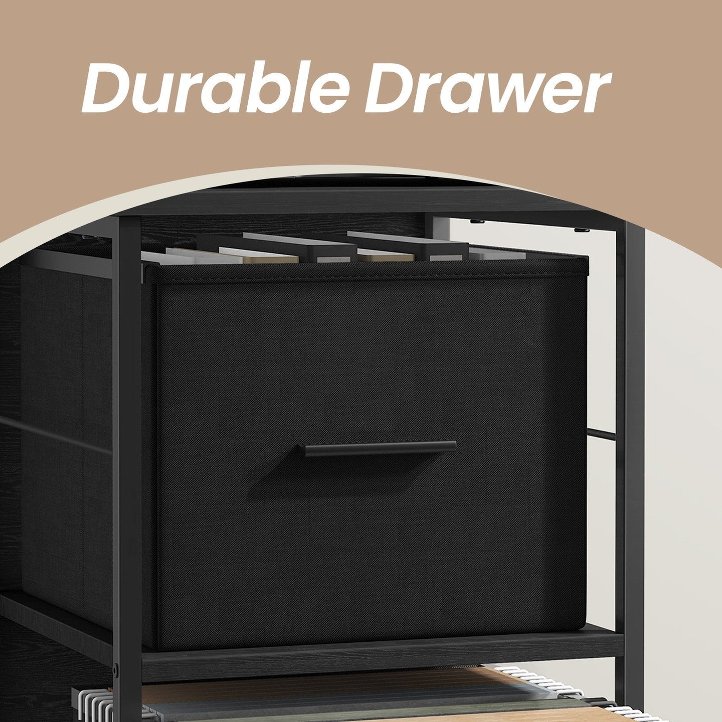 File Cabinet - Engineered Wood - Black - 3 Drawers with Printer Stand and Bookshelf