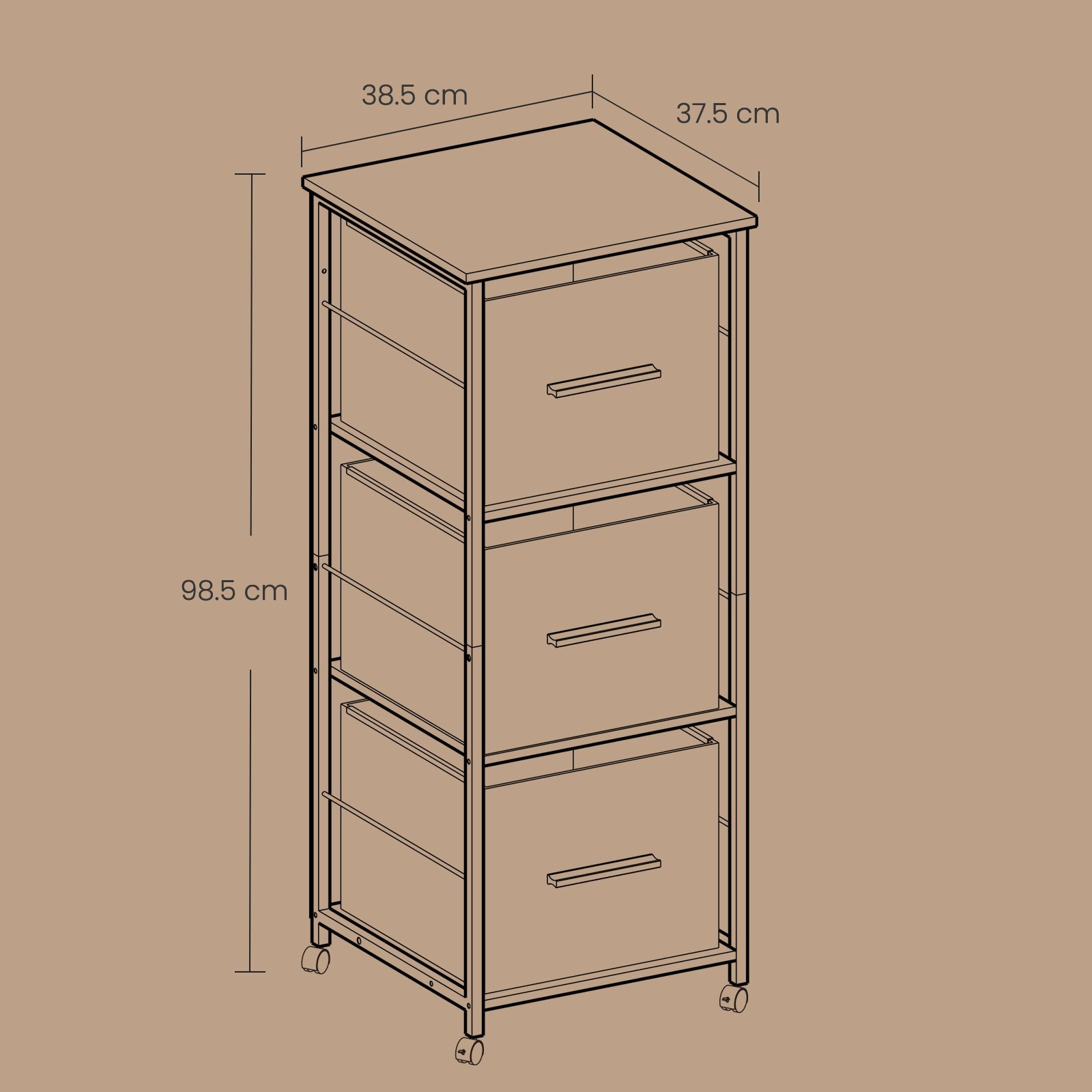 File Cabinet - Engineered Wood - Black - 3 Drawers with Printer Stand and Bookshelf