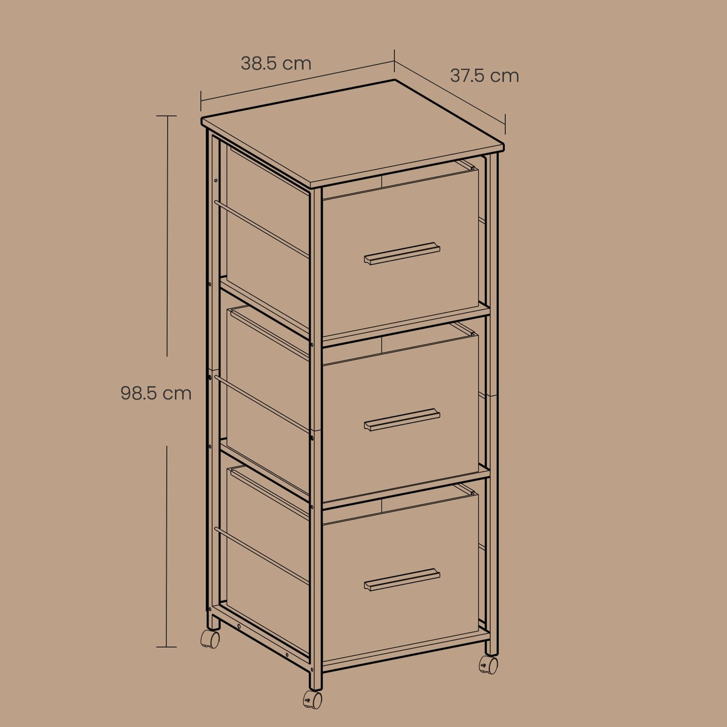 File Cabinet - Engineered Wood - Black - 3 Drawers with Printer Stand and Bookshelf