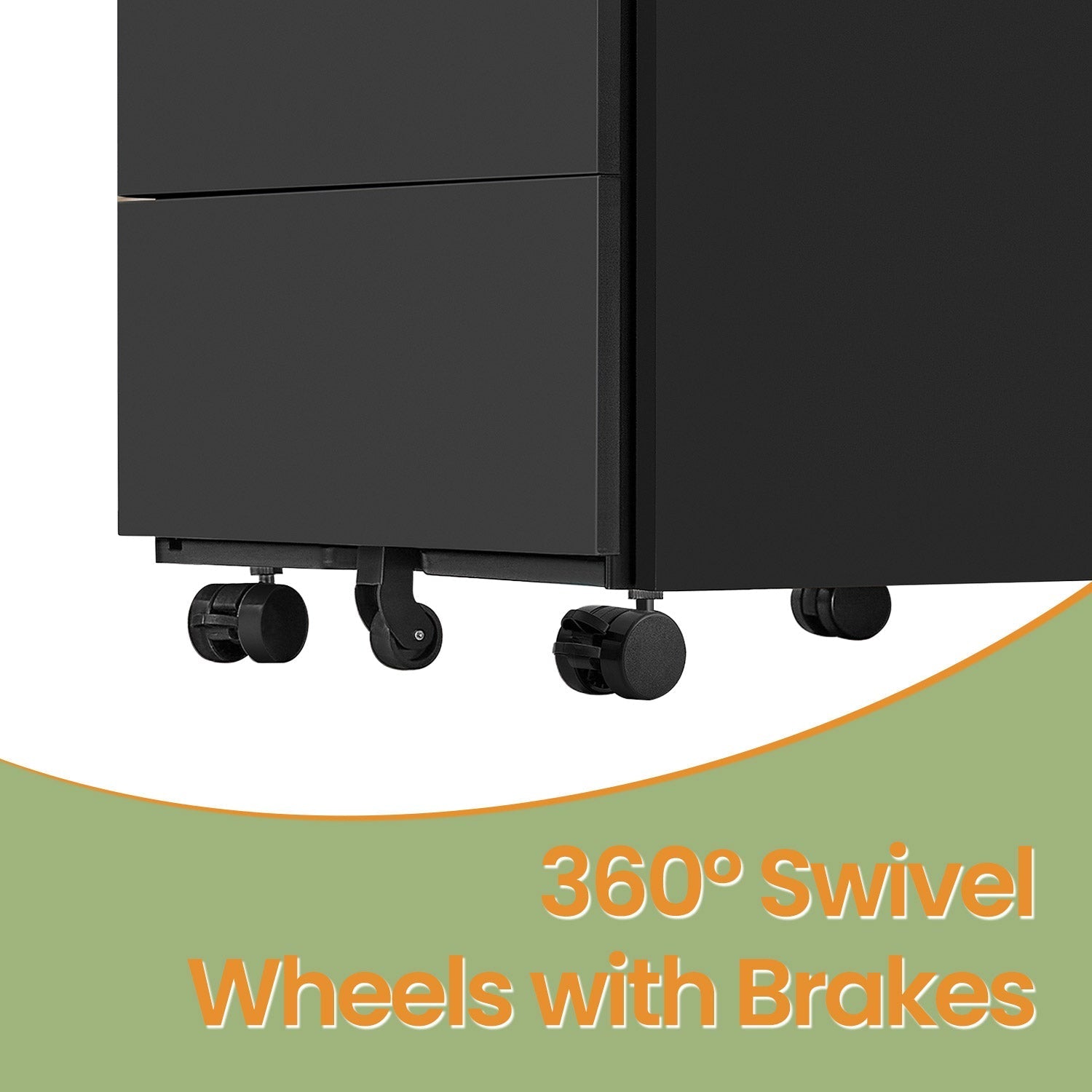 Mobile Filing Cabinet - Wood - Ink Black - Lockable with 4 Drawers