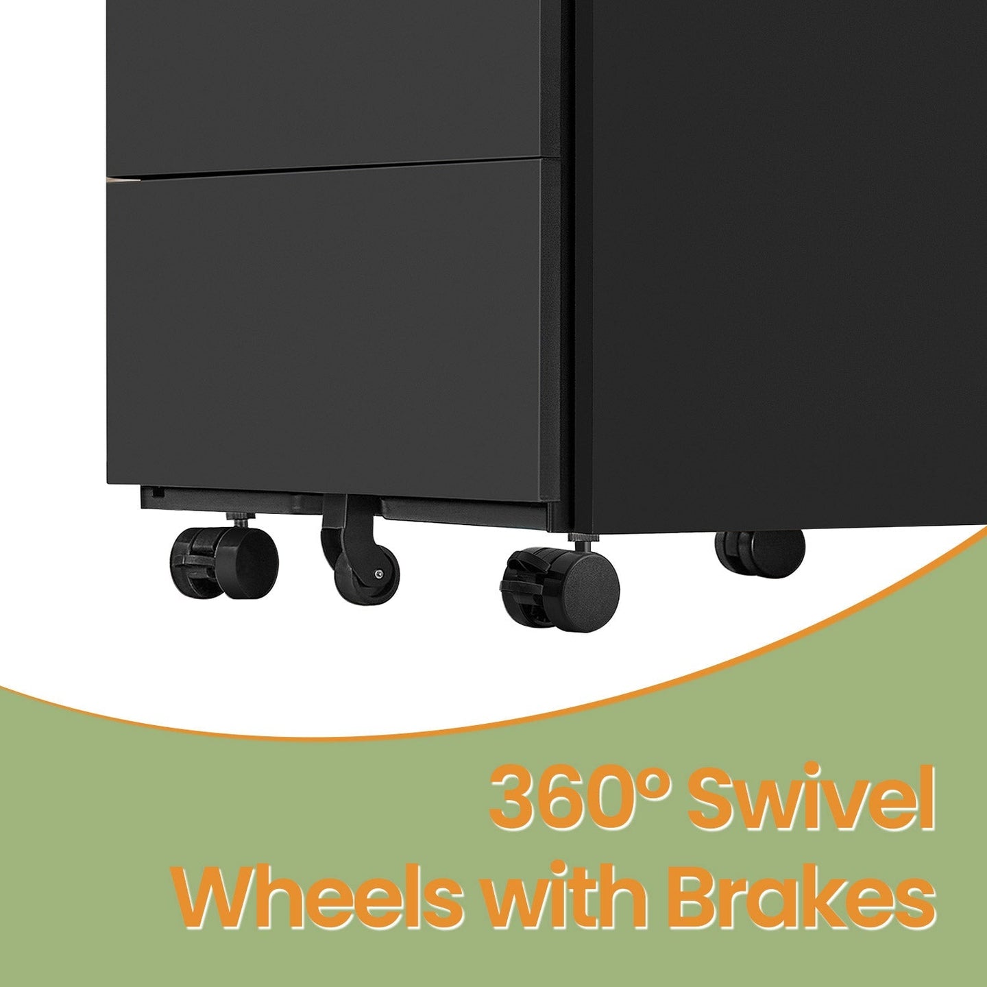 Mobile Filing Cabinet - Wood - Ink Black - Lockable with 4 Drawers