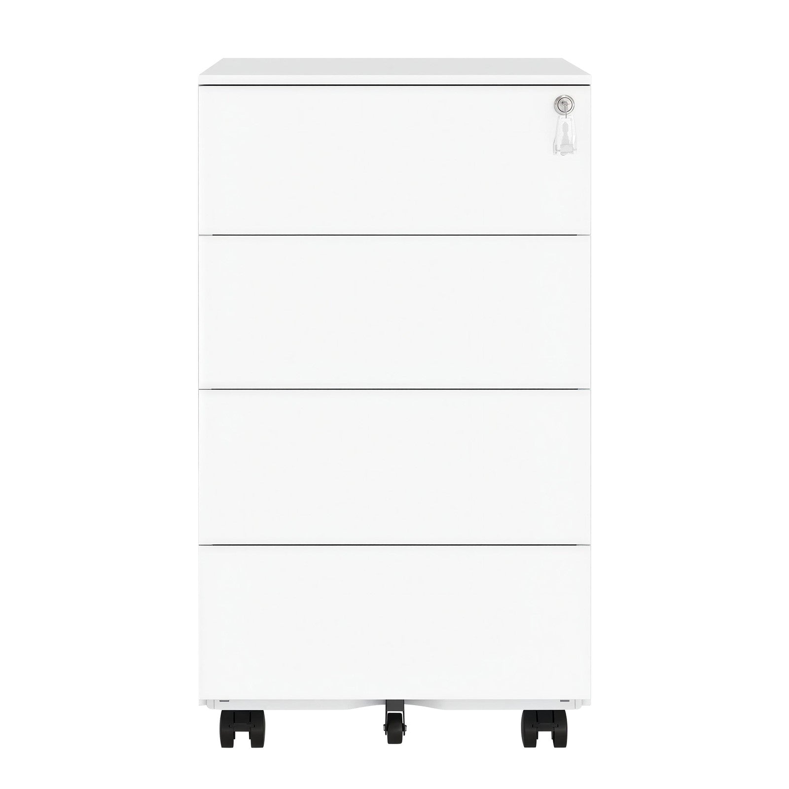 Lockable Mobile File Cabinet - Engineered Wood - Ink Black - 4 Drawers for Documents and Stationery