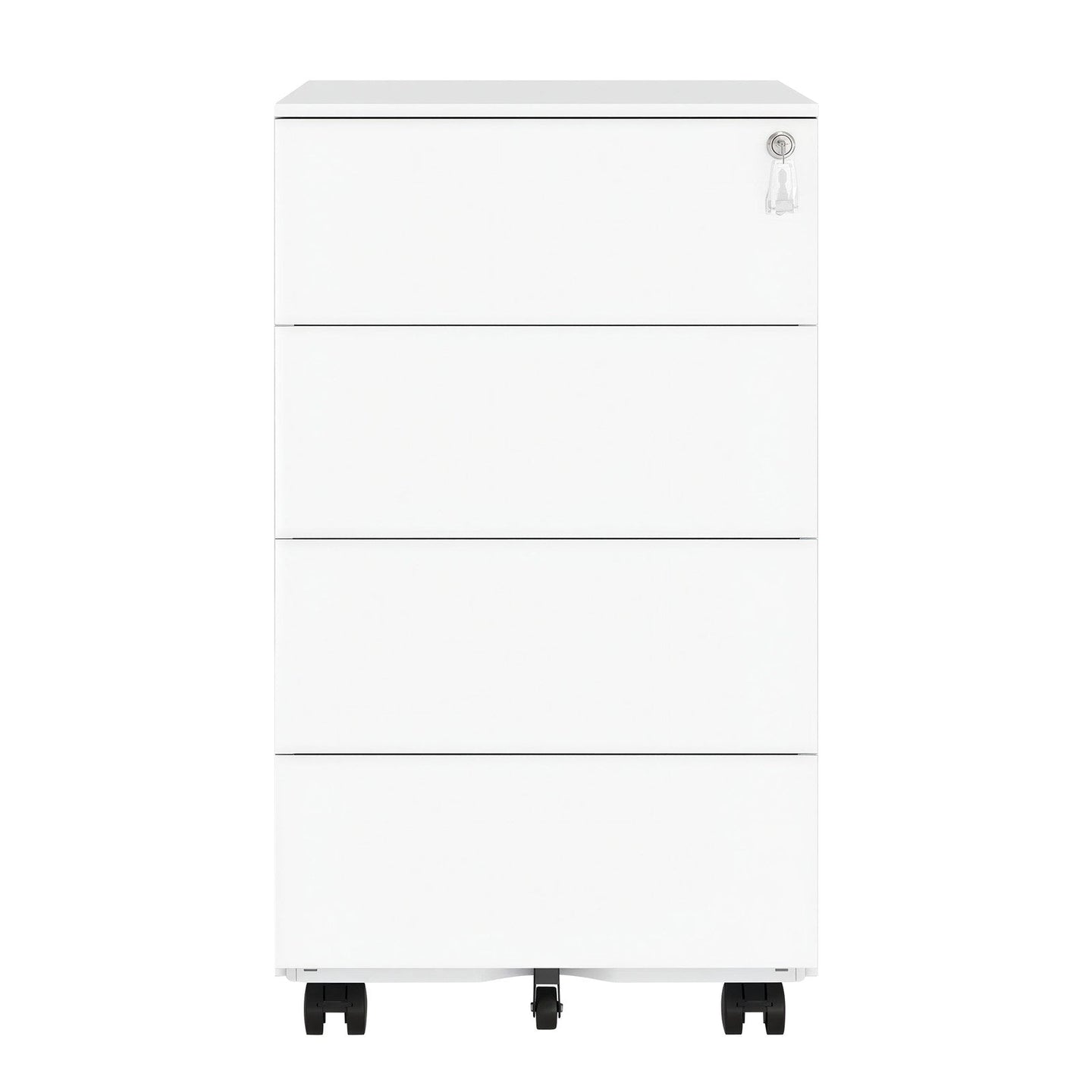 Lockable Mobile File Cabinet - Engineered Wood - Ink Black - 4 Drawers for Documents and Stationery