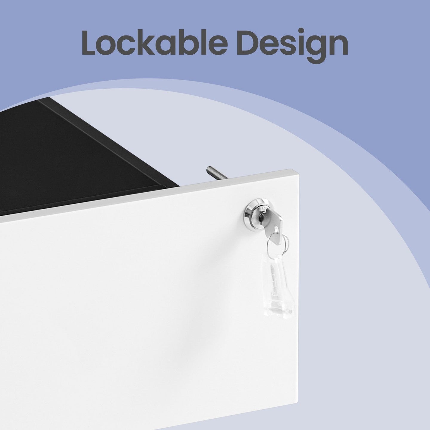 Lockable Mobile File Cabinet - Engineered Wood - Ink Black - 4 Drawers for Documents and Stationery