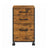 Filing Cabinet - Metal - Rustic Brown - 3 Drawers with Wheels for A4 and Letter Sized Documents