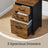 Filing Cabinet - Metal - Rustic Brown - 3 Drawers with Wheels for A4 and Letter Sized Documents