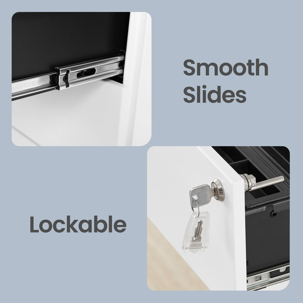 Mobile Desk Cabinet - 3 Drawers - Steel - Lockable