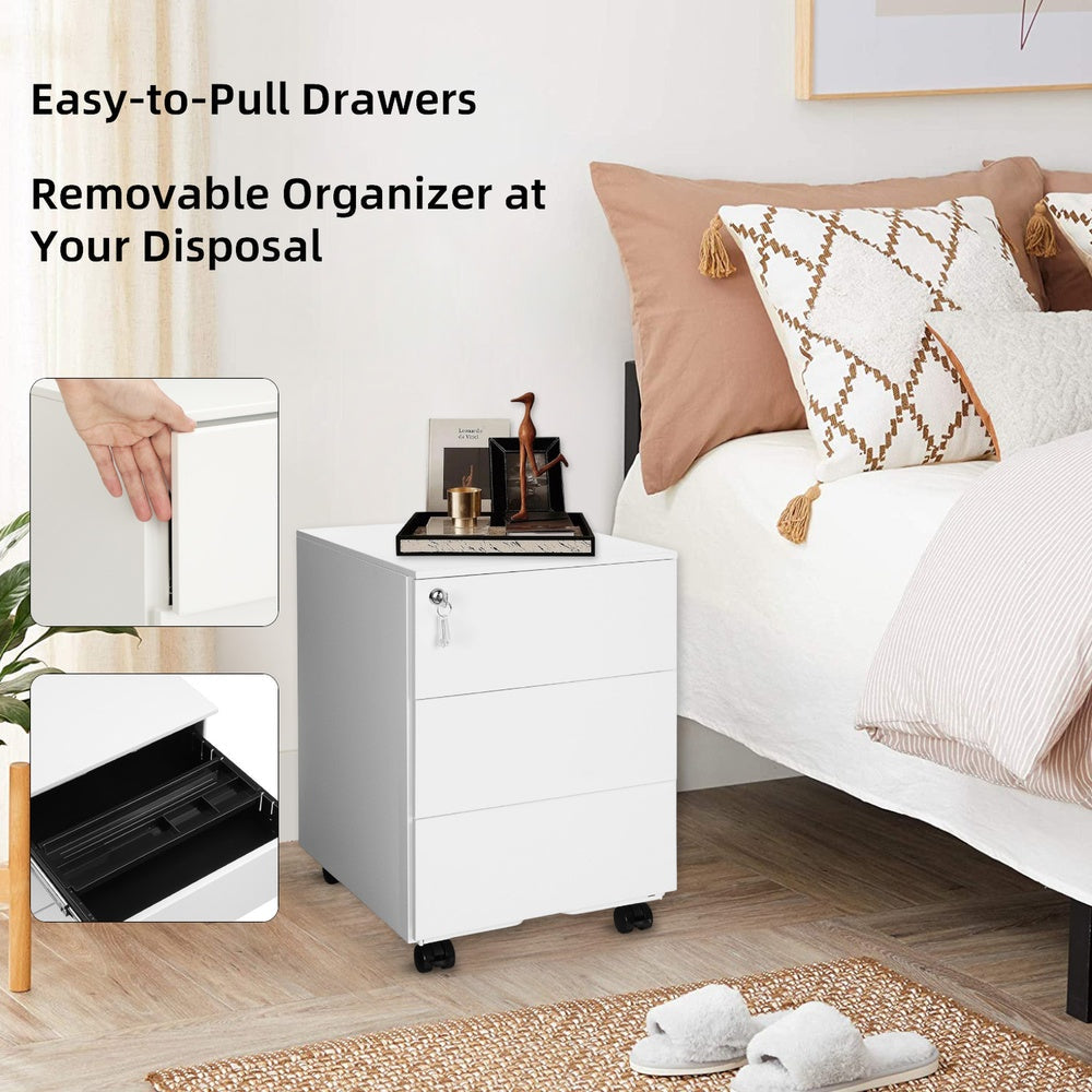 Mobile Desk Cabinet - 3 Drawers - Steel - Lockable
