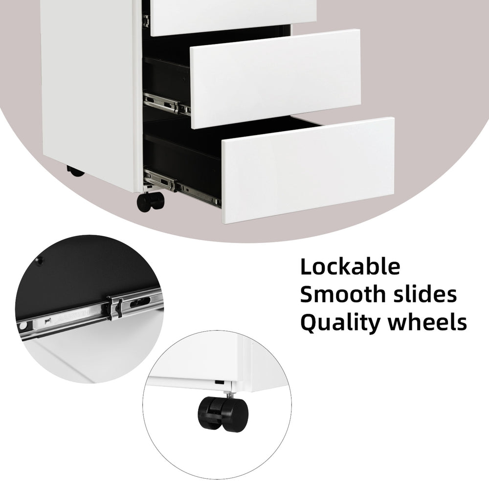 Mobile Desk Cabinet - 3 Drawers - Steel - Lockable