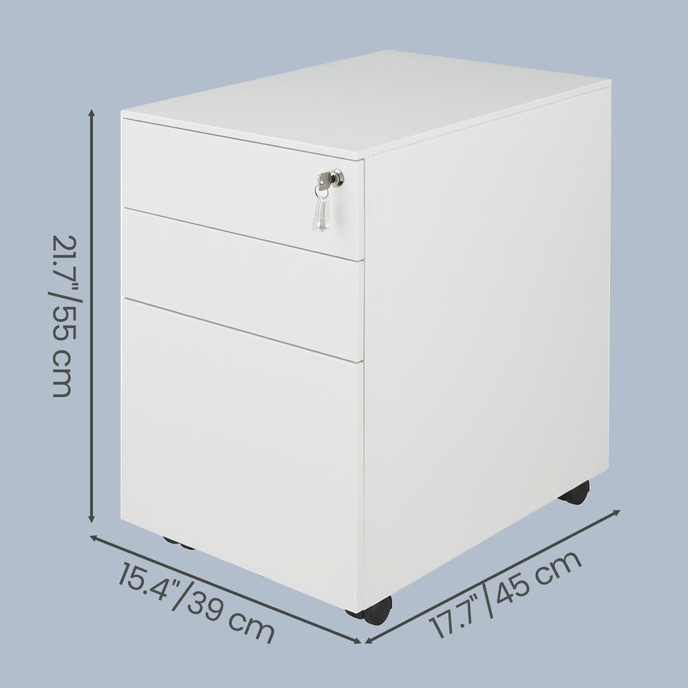 Mobile Desk Cabinet - 3 Drawers - Steel - Lockable
