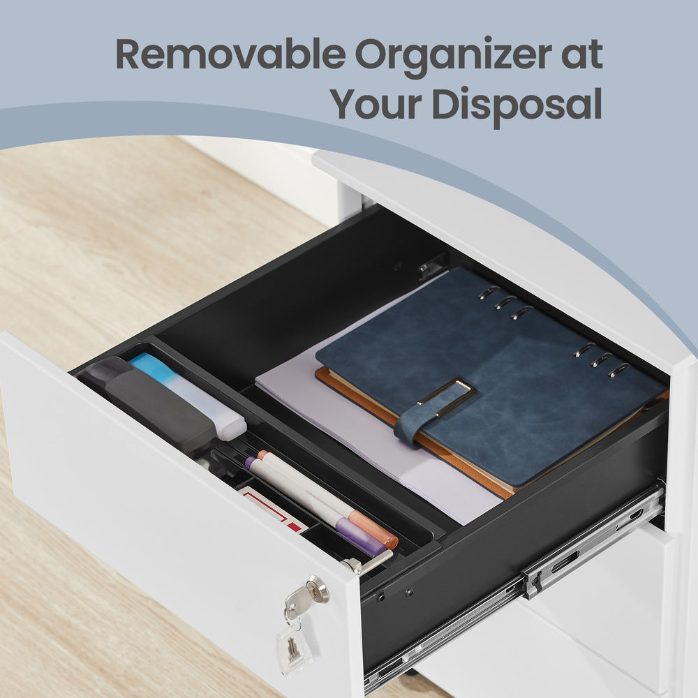 Mobile Desk Cabinet - 3 Drawers - Steel - Lockable