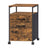 Mobile File Cabinet - Wood and Steel - Rustic Brown - with 2 Drawers