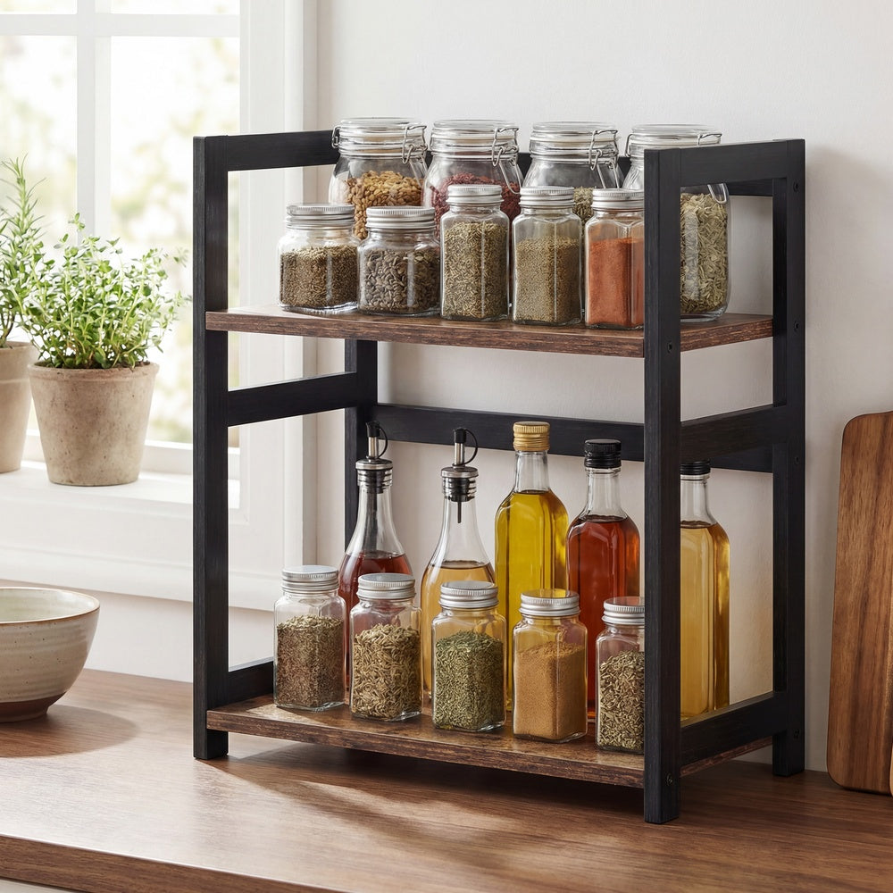 2 Tier Storage Rack - 42L - MDF - Versatile Use for Kitchen & Office