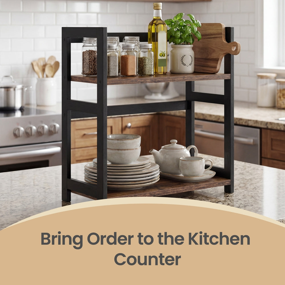 2 Tier Storage Rack - 42L - MDF - Versatile Use for Kitchen & Office