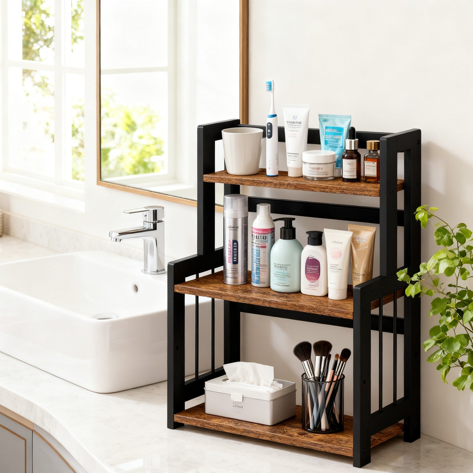 3 Tier Countertop Organizer - 3L - Bamboo Frame