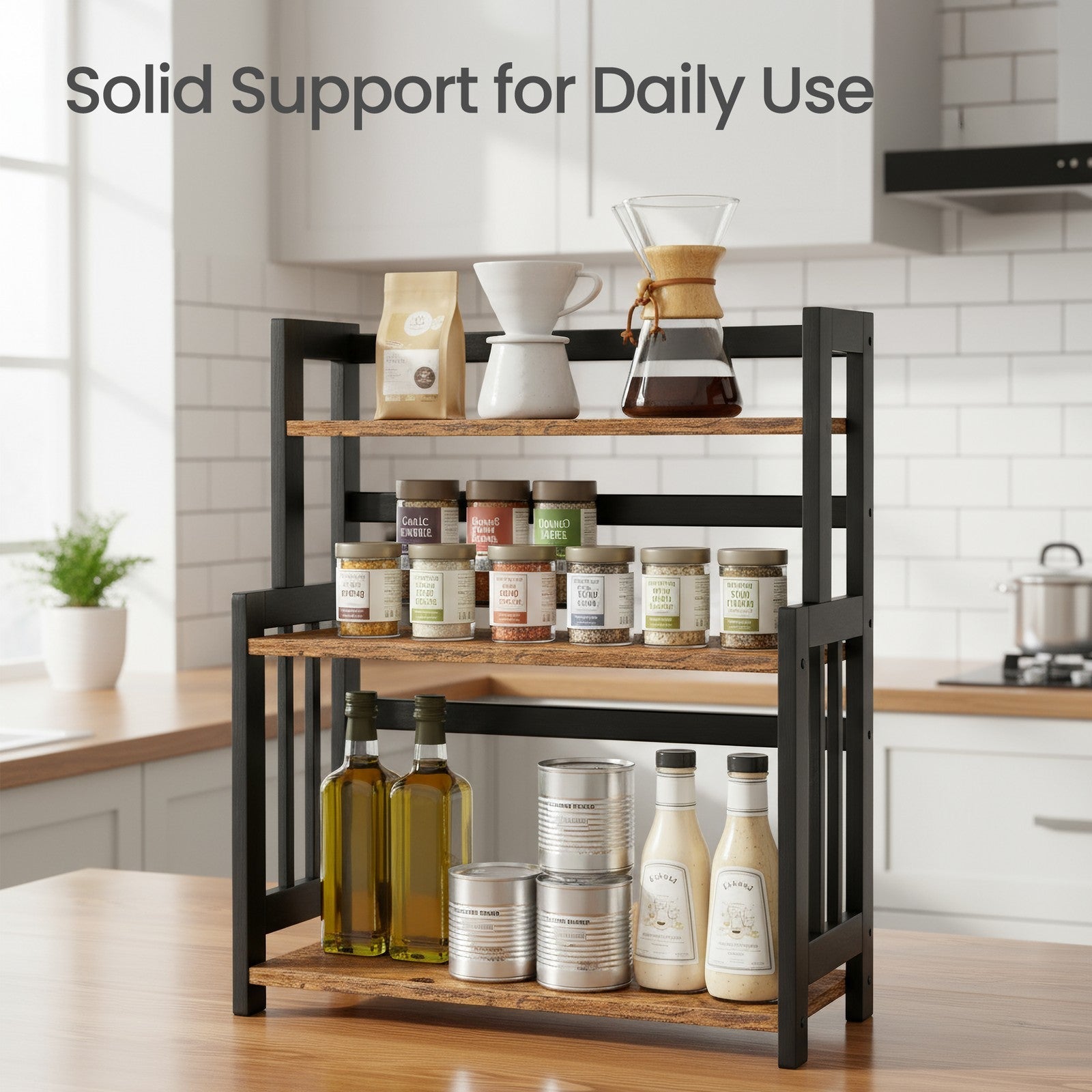 3 Tier Countertop Organizer - 3L - Bamboo Frame