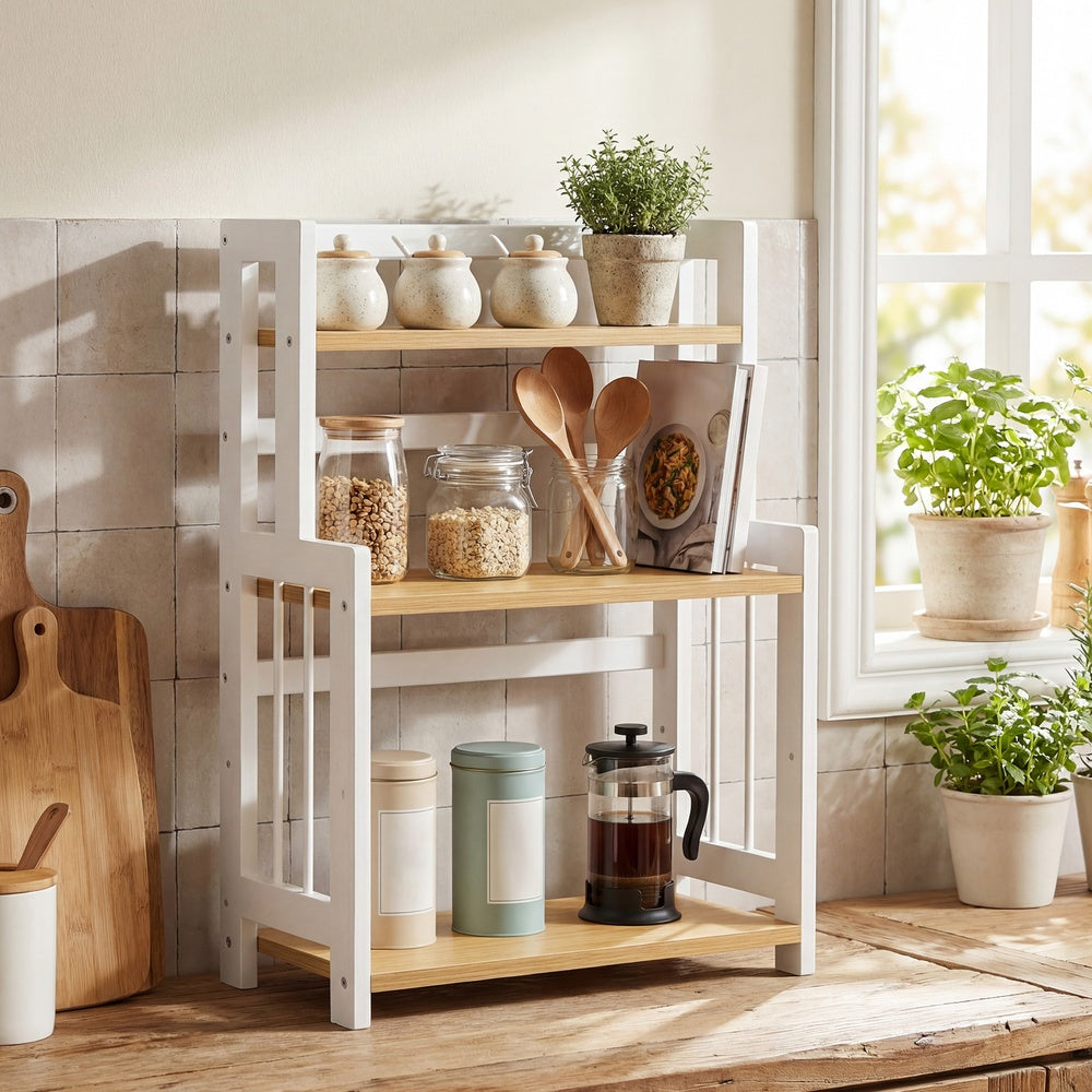 3-Tier Spice Organizer Rack - 7L - Bamboo - Versatile Use