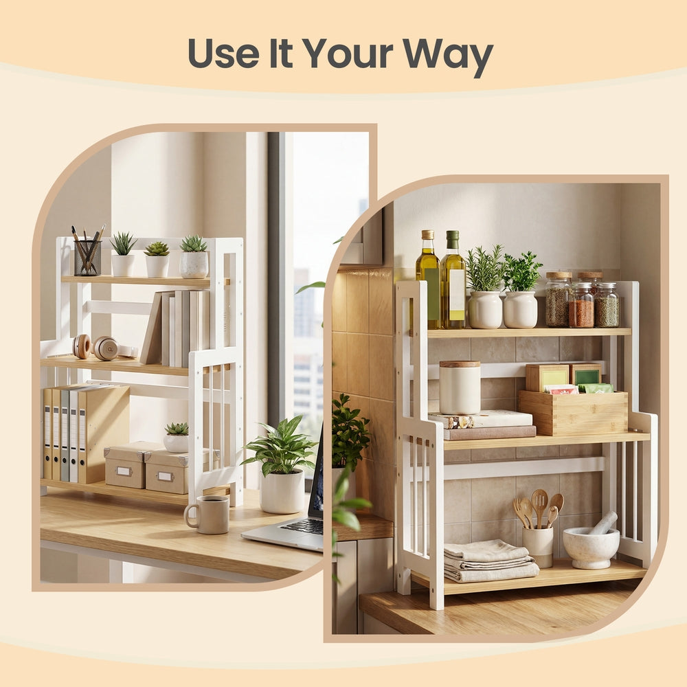 3-Tier Spice Organizer Rack - 7L - Bamboo - Versatile Use