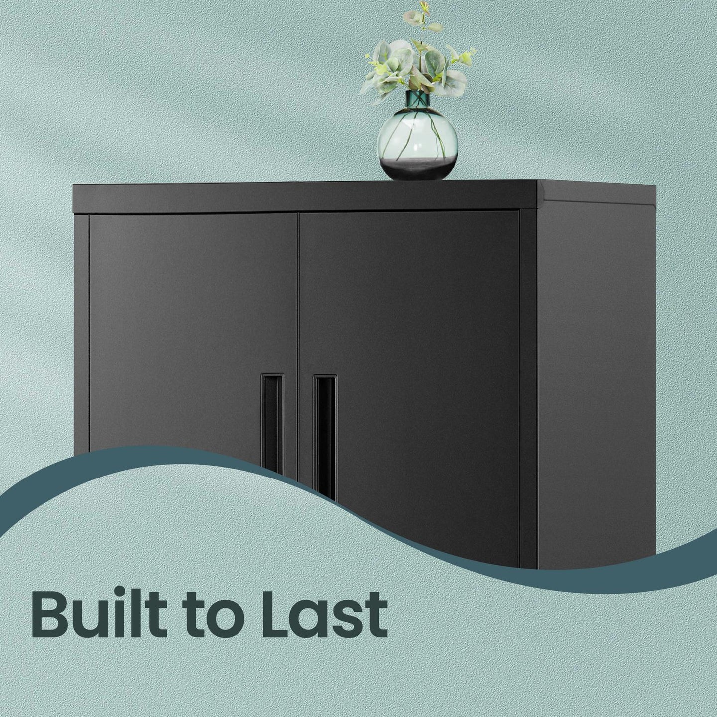 Metal Storage Cabinet - Steel - Ink Black - Lockable with Shelves for Home and Office