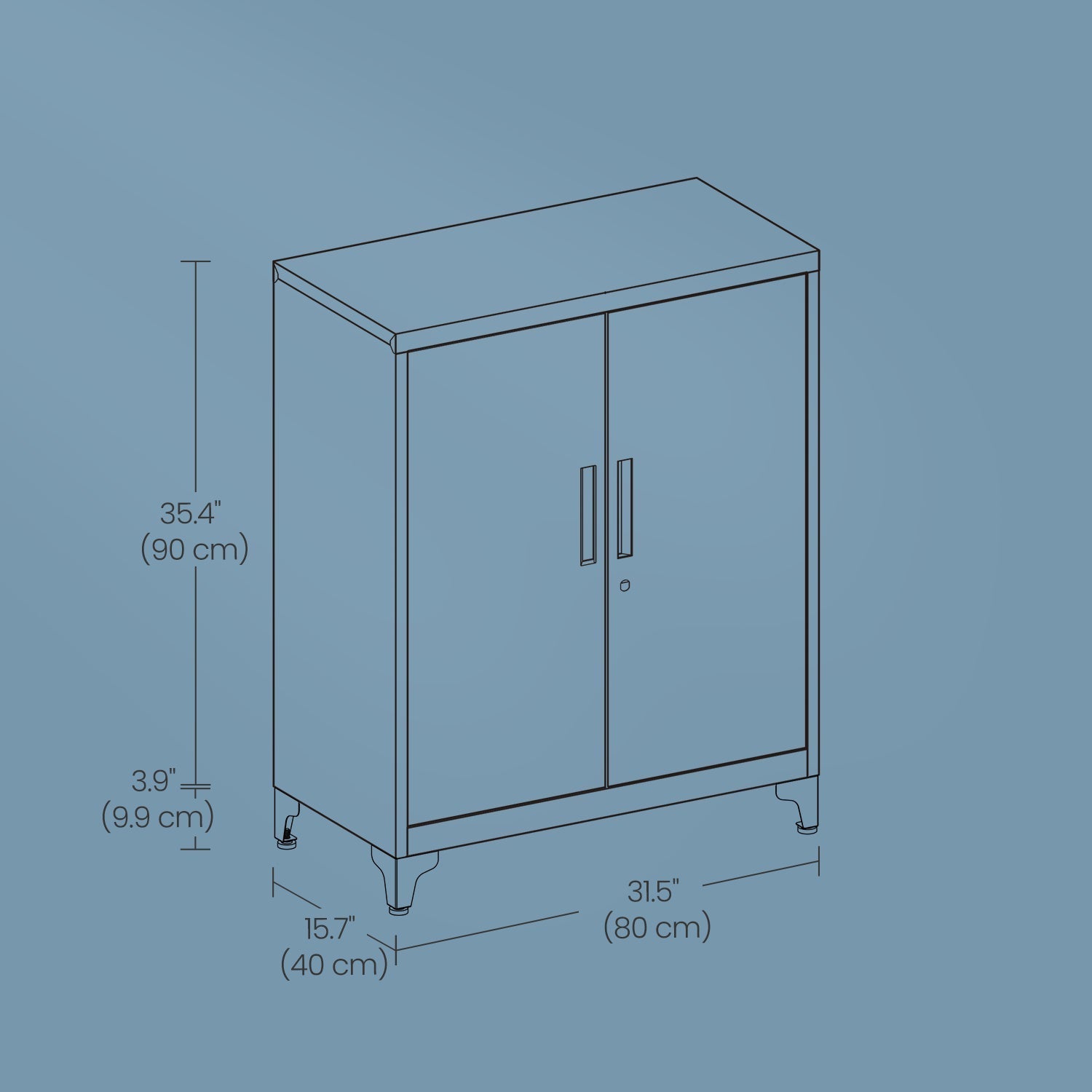 File Cabinet - Steel - Matte Grey - Lockable with Storage Shelves
