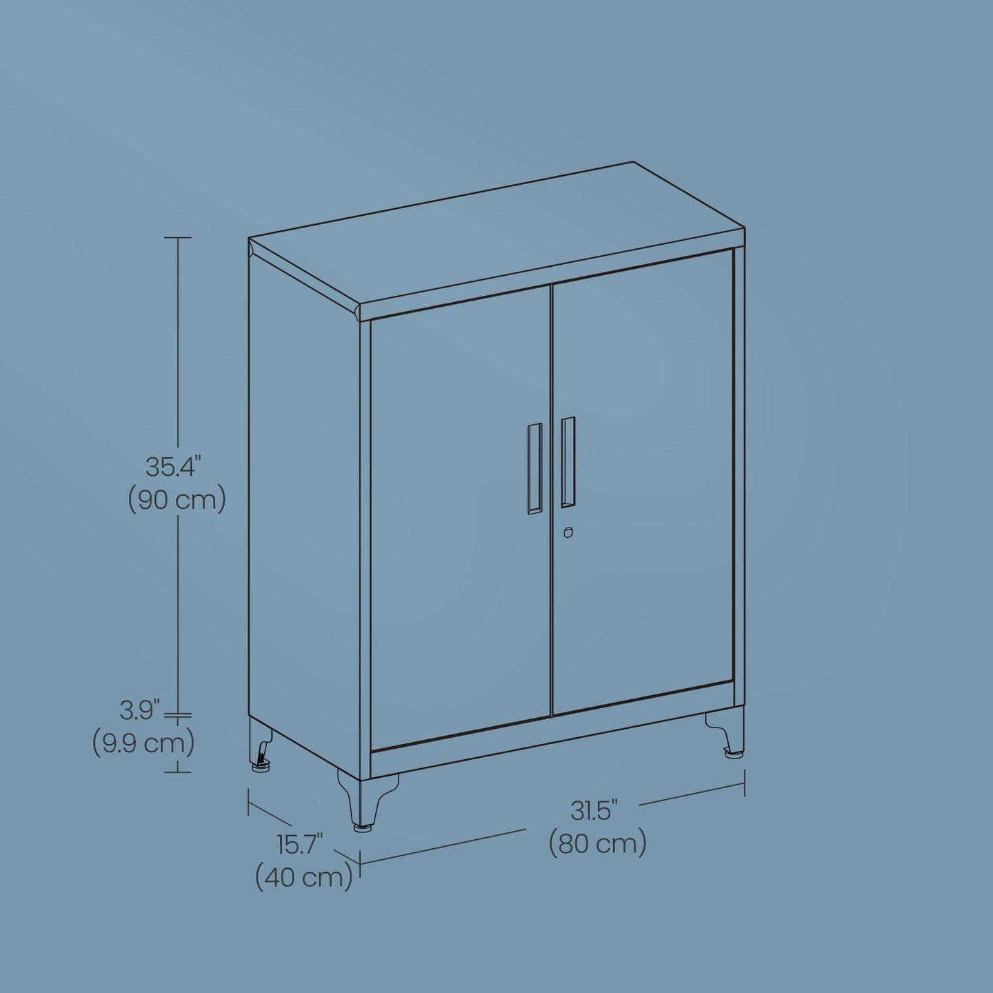 File Cabinet - Steel - Matte Grey - Lockable with Storage Shelves