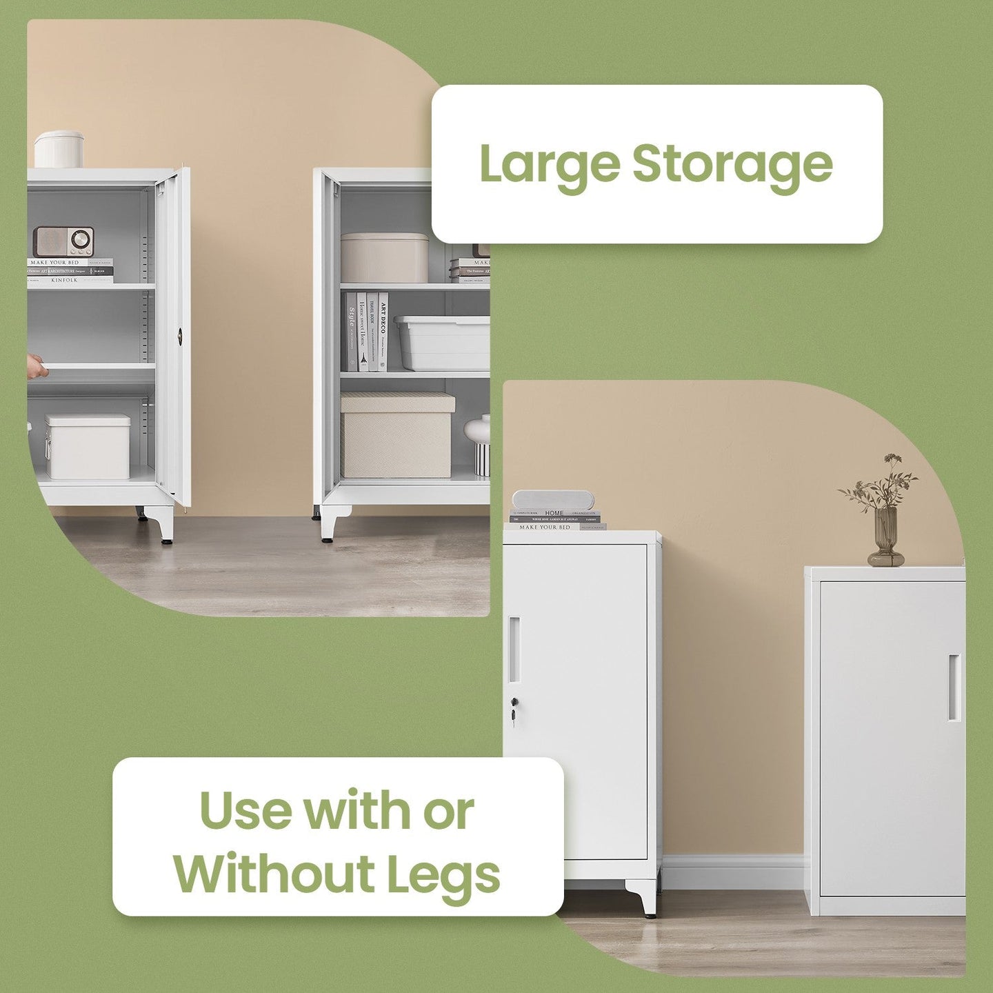 File Cabinet - Steel - Matte Grey - Lockable with Storage Shelves
