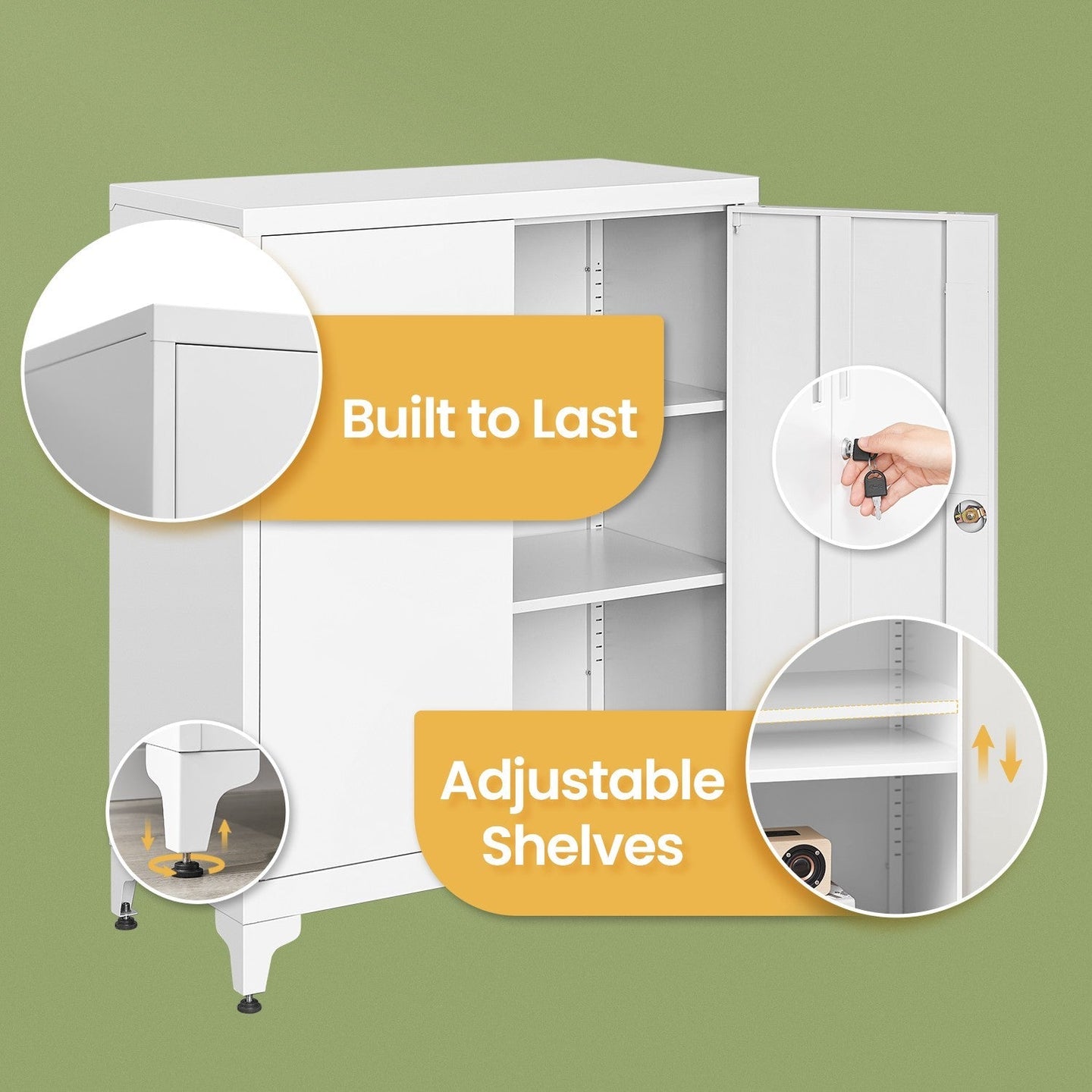 File Cabinet - Steel - Matte Grey - Lockable with Storage Shelves
