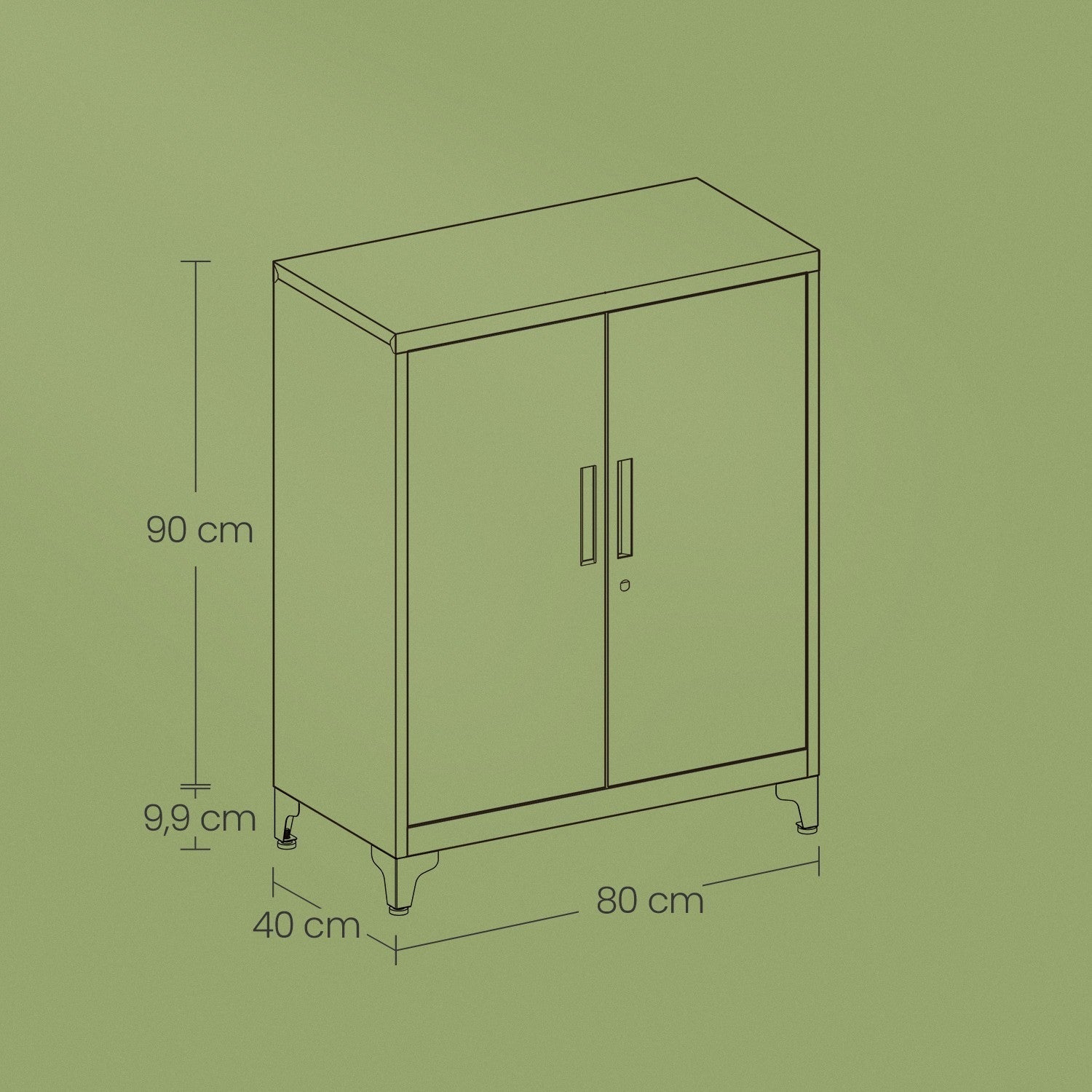 File Cabinet - Steel - Matte Grey - Lockable with Storage Shelves