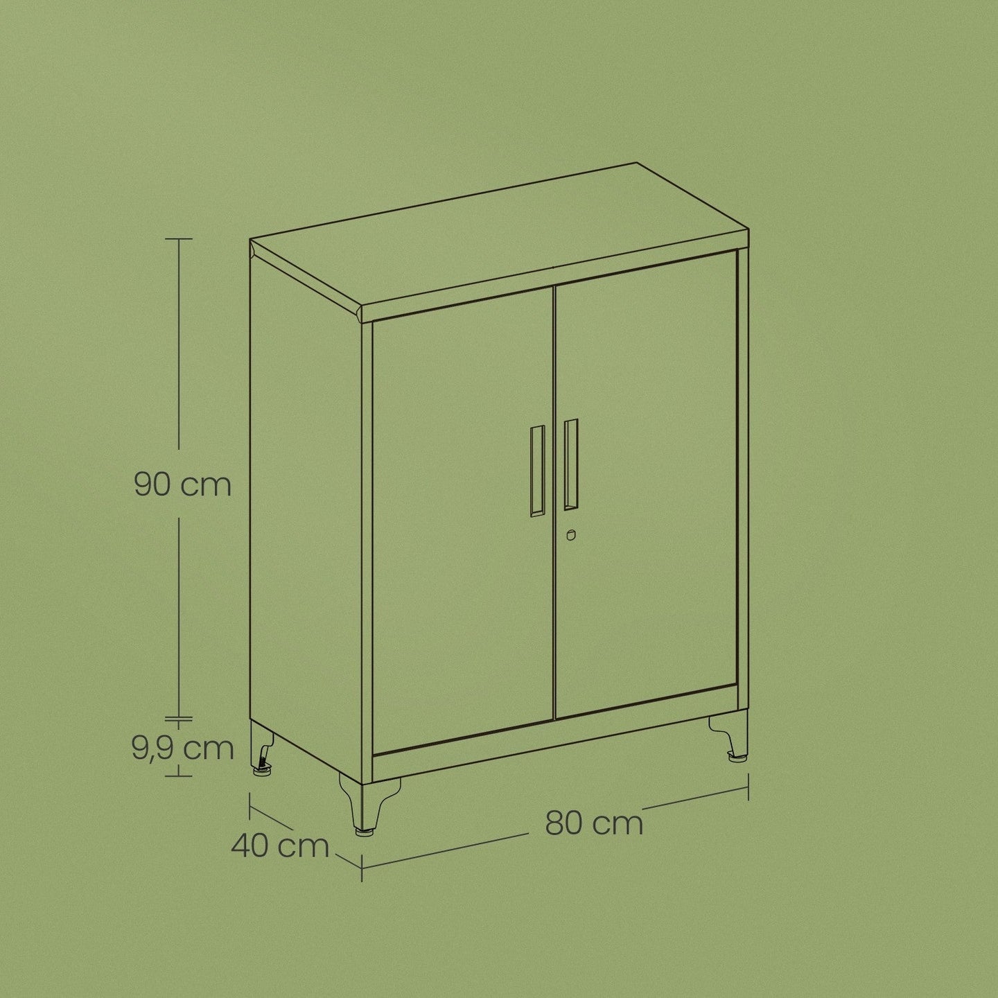 File Cabinet - Steel - Matte Grey - Lockable with Storage Shelves
