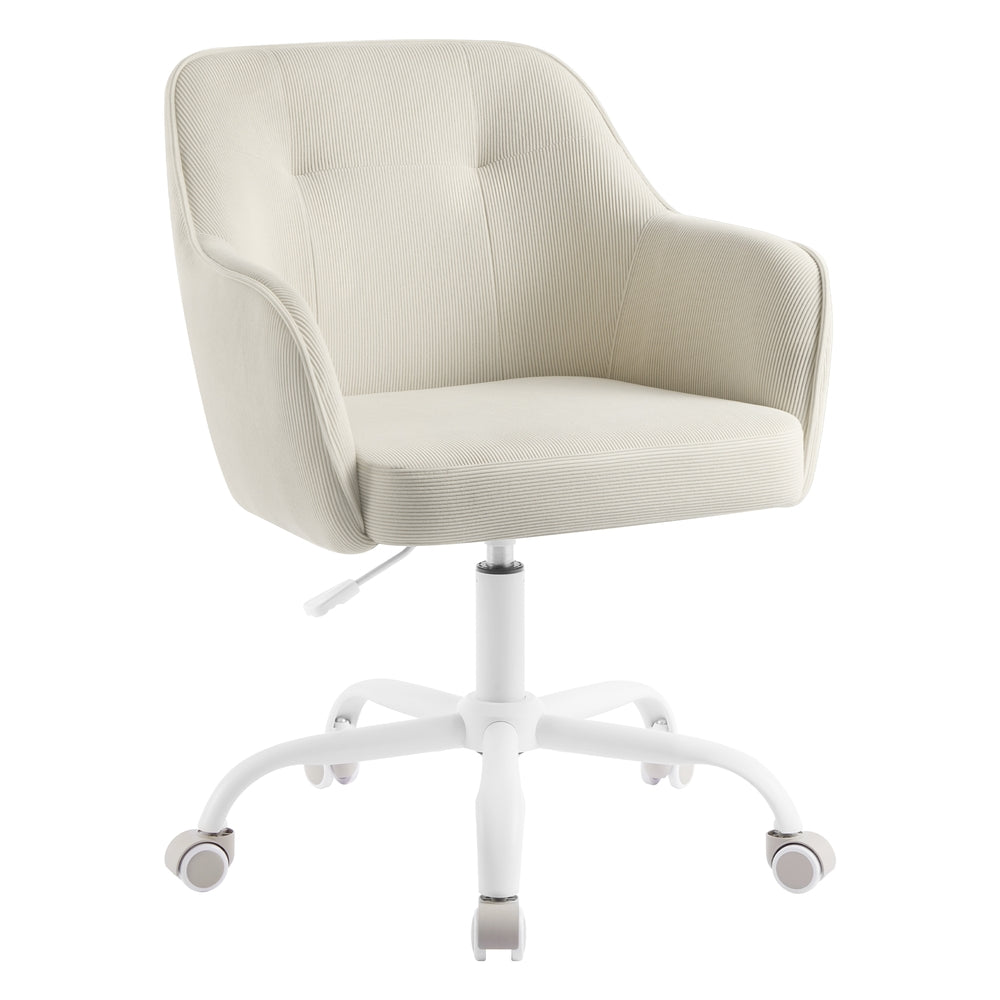 Office Chair Swivel Desk Chair Load - Polyester Corduroy Fabric and Steel - Sand Beige
