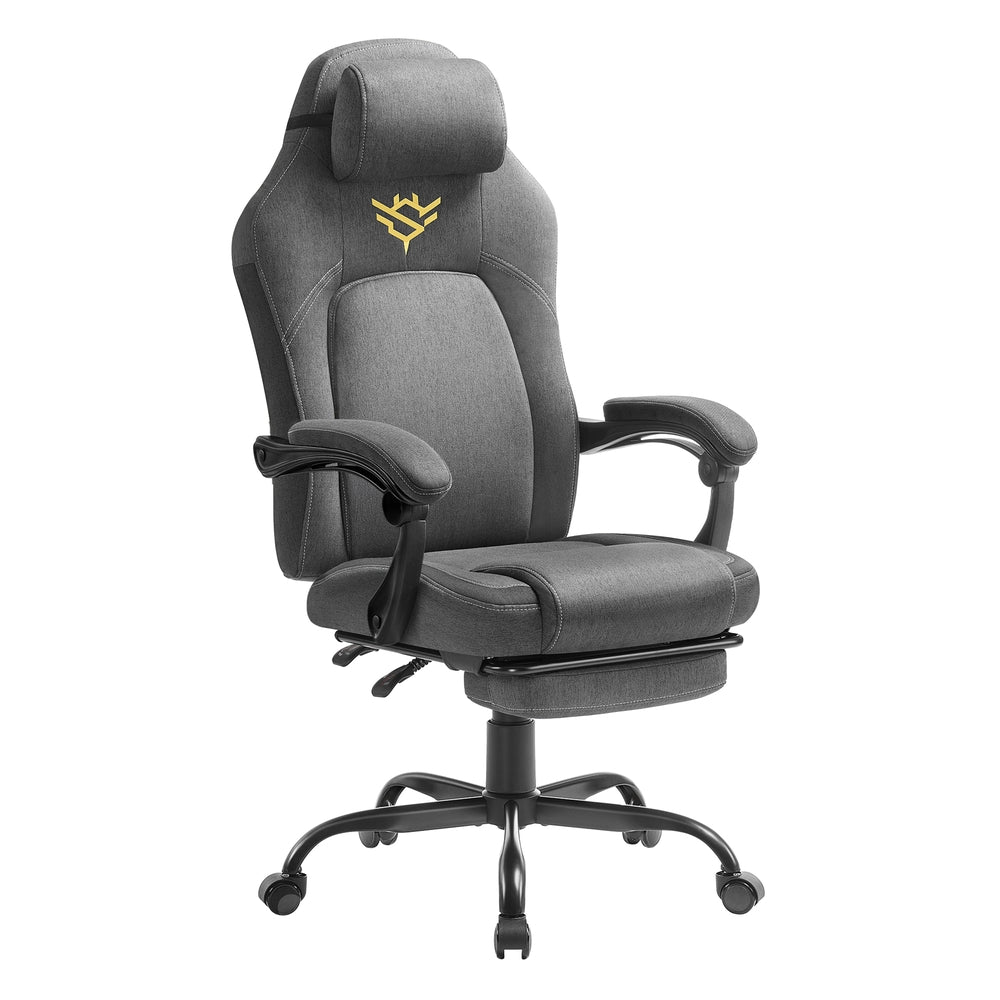 Gaming Chair - Steel and Synthetic Leather - Dove Grey - with Footrest