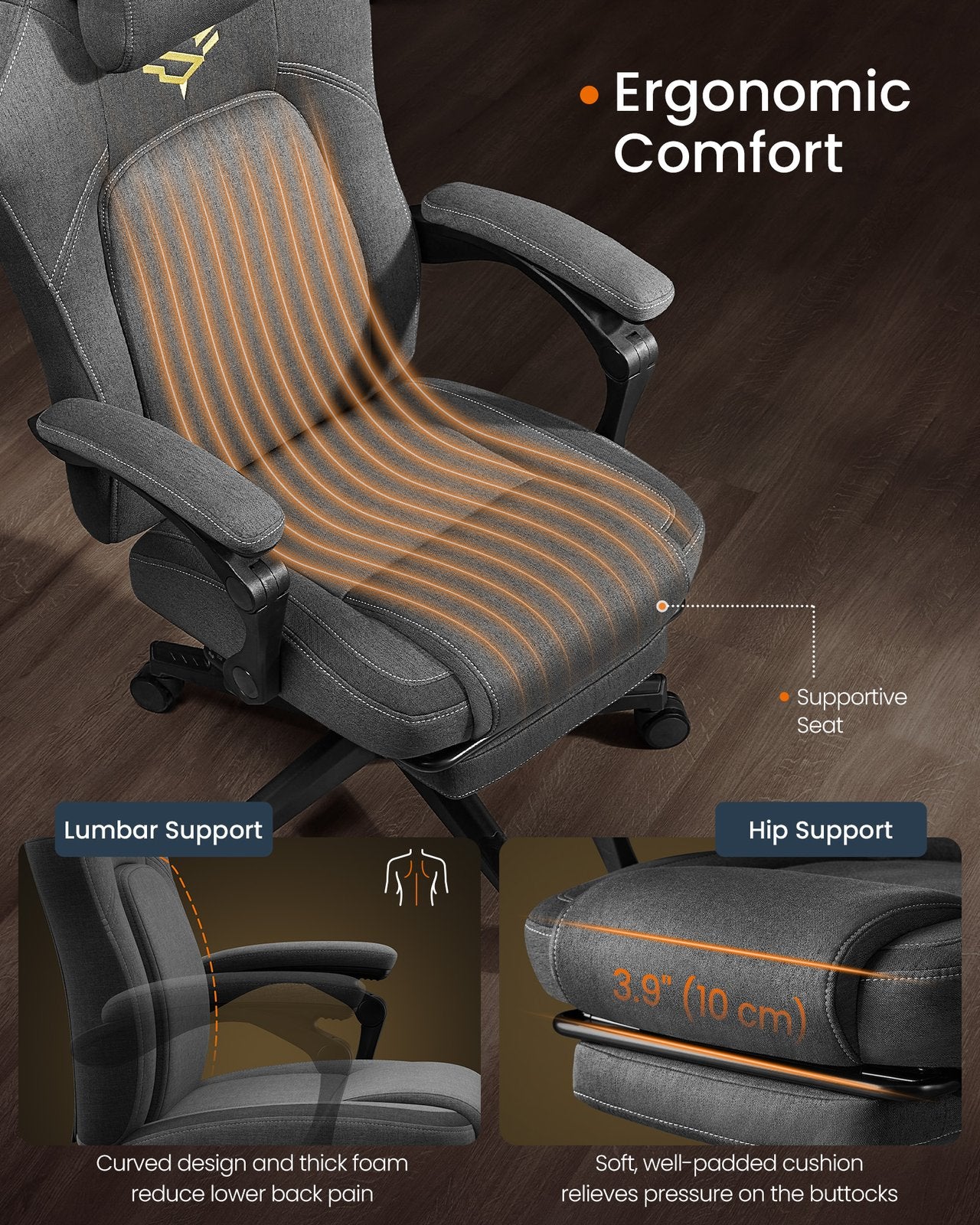 Gaming Chair - Steel and Synthetic Leather - Dove Grey - with Footrest