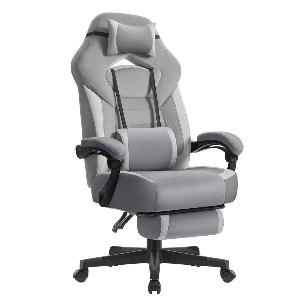 Ergonomic Design - Velvet and Foam - Slate Grey - with Footrest