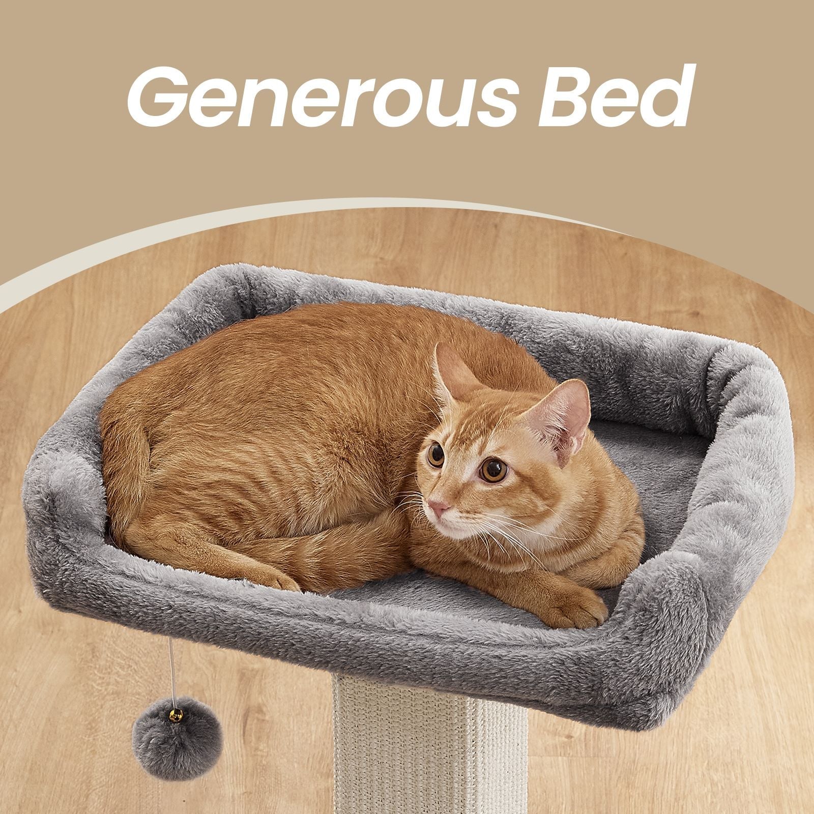 Cat Scratching Post with Climbing Bed - Fabric - Grey - Multi-Level Design for Indoor Cats