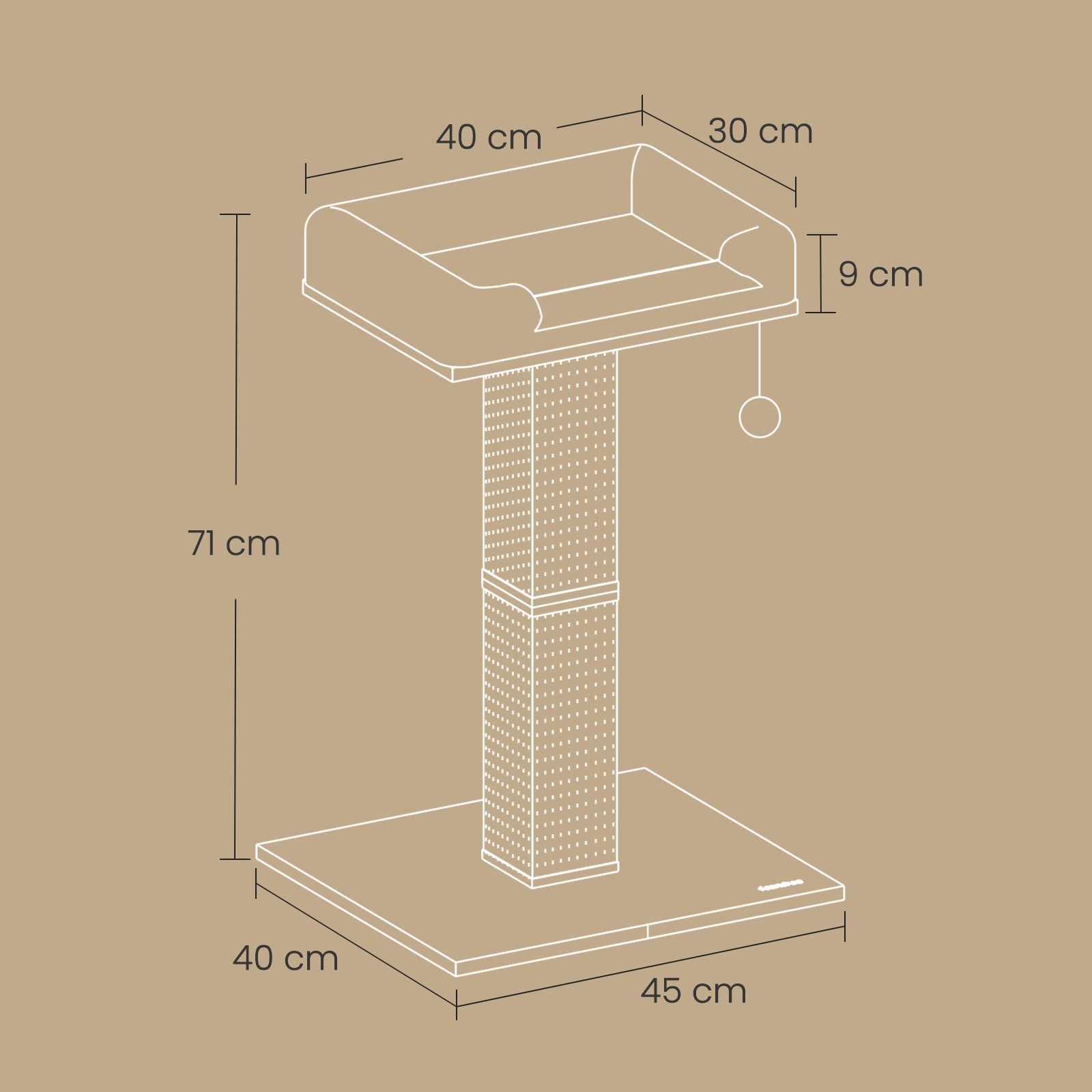 Cat Scratching Post with Climbing Bed - Fabric - Grey - Multi-Level Design for Indoor Cats