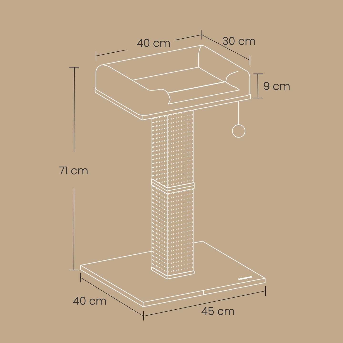 Cat Scratching Post with Climbing Bed - Fabric - Grey - Multi-Level Design for Indoor Cats