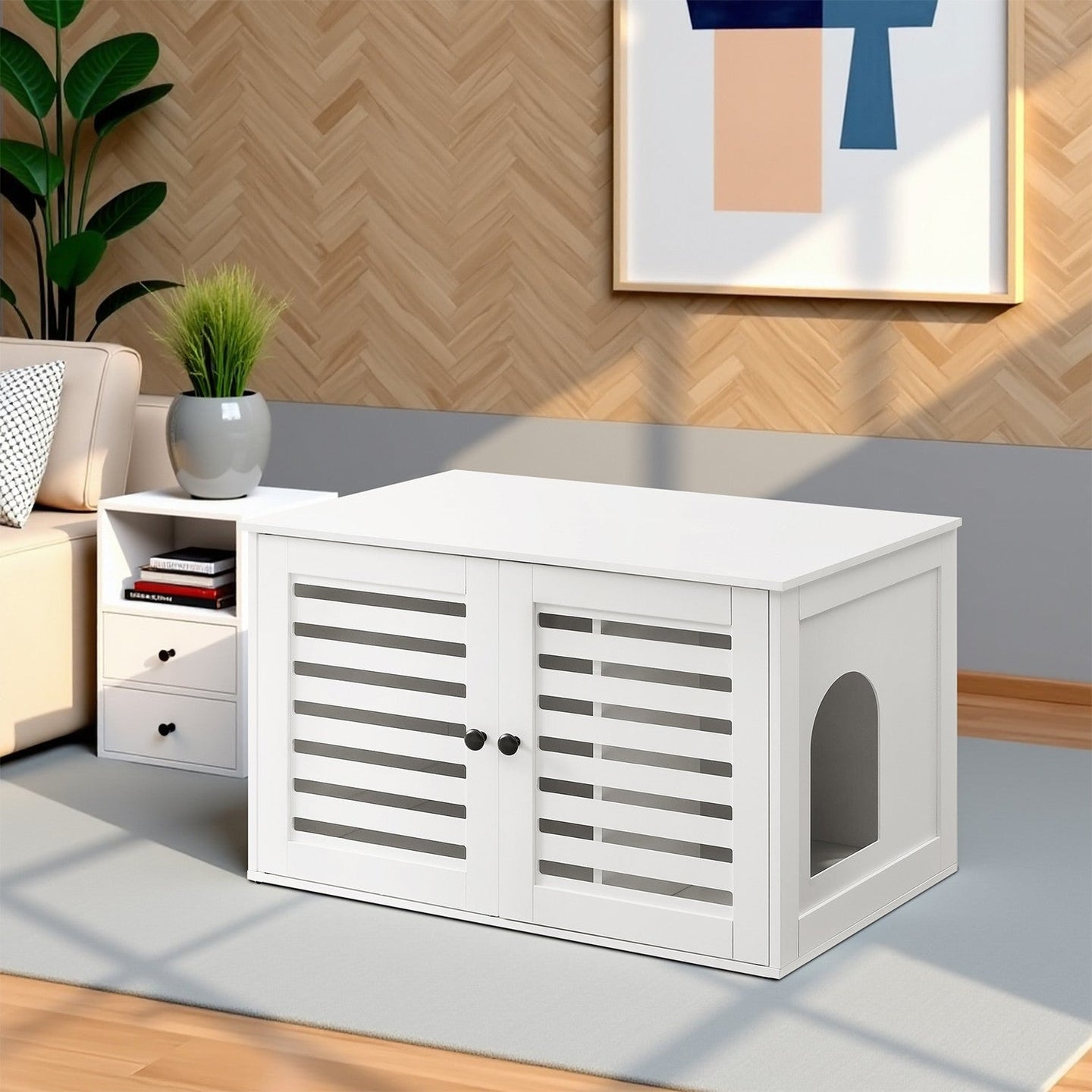 Cat Litter Box Cabinet - White - PCL