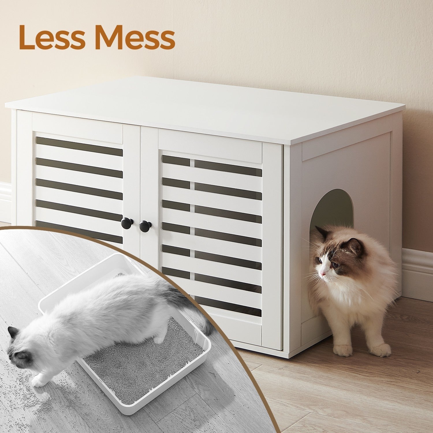 Cat Litter Box Cabinet - White - PCL