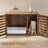 Cat Litter Box Cabinet - Rustic Brown - Hidden Design with Removable Divider and Shutter Doors