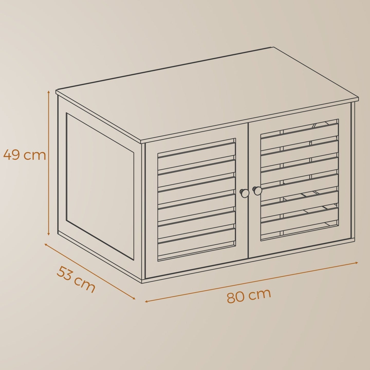 Cat Litter Box Cabinet - Rustic Brown - Hidden Design with Removable Divider and Shutter Doors